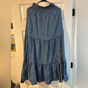 Francesca's Collections Denim Maxi Skirt